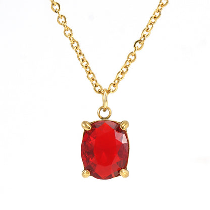 Stainless Steel Zircon Irregular Pendants Necklace For Women