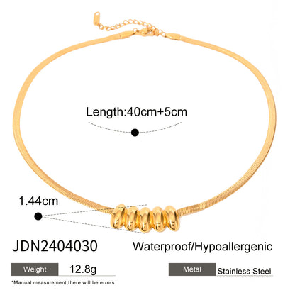 18K Gold Stainless Steel Glossy Small Waist Oval Necklace