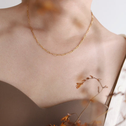 Titanium Steel Plated 18K Gold Stacked Color-retaining Clavicle Chain