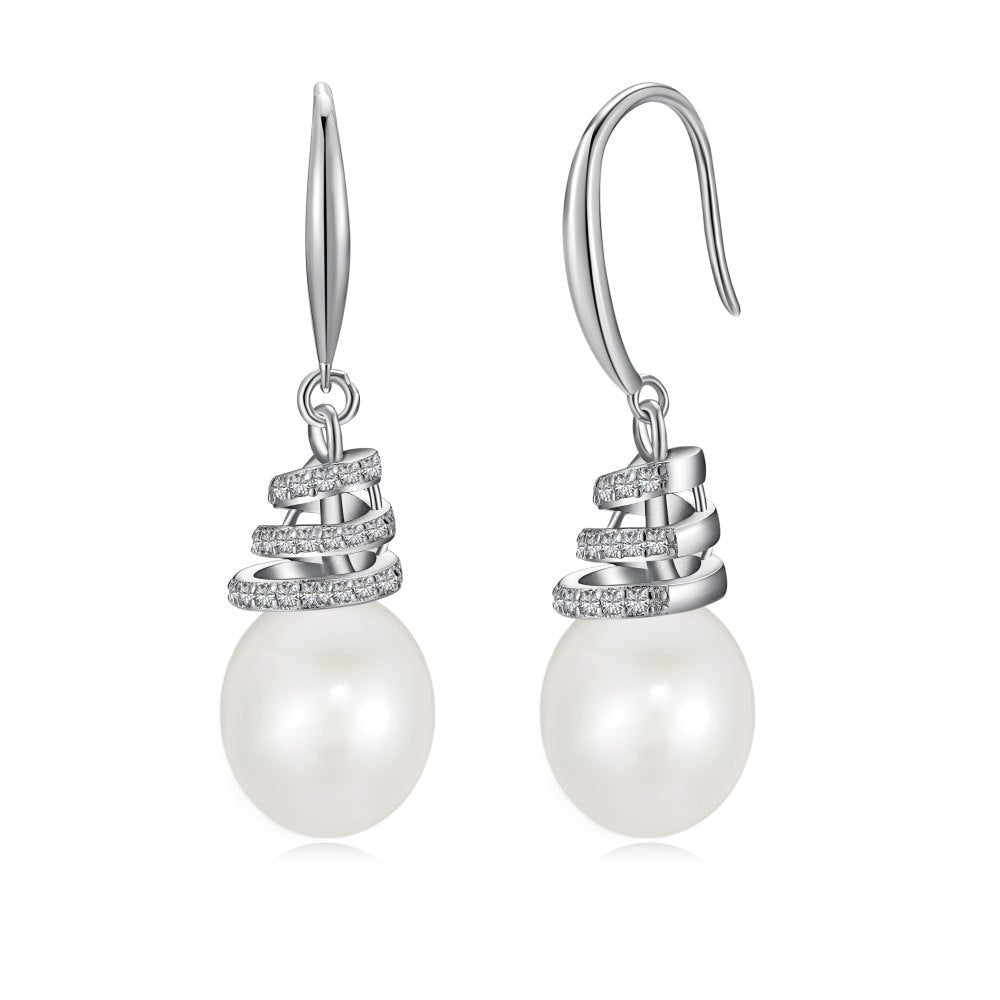 S925 Sterling Silver Freshwater Pearl Ear Studs High Sense Special Interest Light Luxury Ins Style