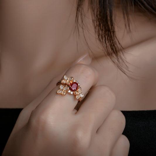 Women's Three-flower Gemstone Ring Design Fashion