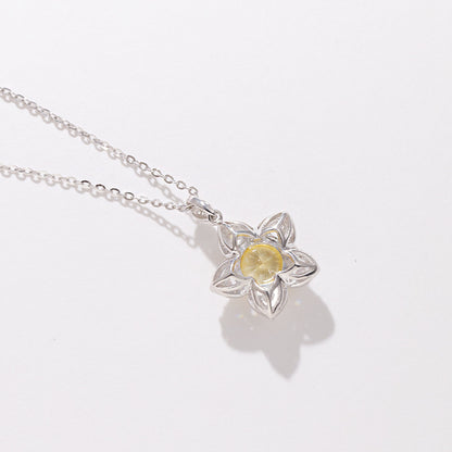 Ice Flower Cut Necklace Light Luxury All-matching Graceful Yellow Diamond Five-pointed Star