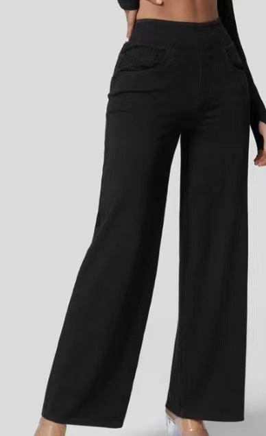 Fashionable Simple Slim-fit Wide-leg Trousers