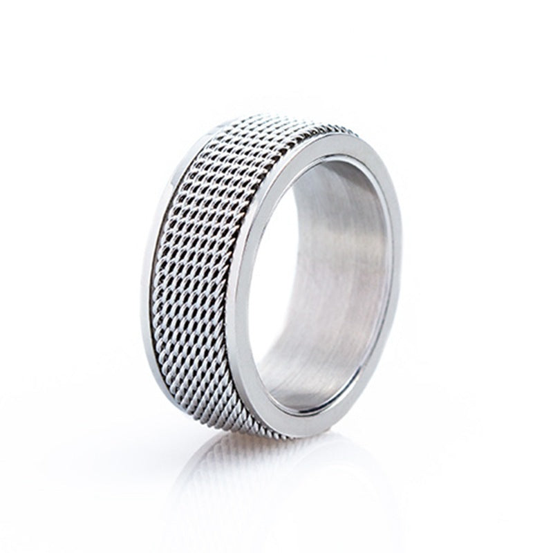 8MM Men's Titanium Steel Outdoor Decompression Rotating Ring