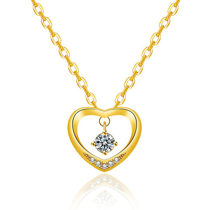 Heart-shaped Women's Micro-inlaid Hollow Pendant Necklace