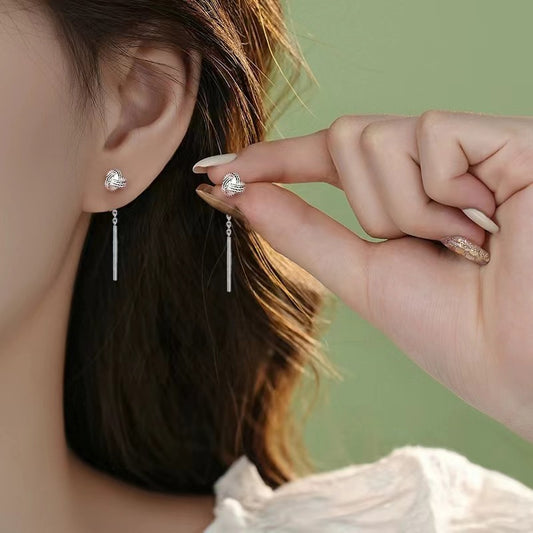 Women's Sterling Silver Ruyi Knot Stud Earrings