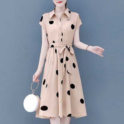 Women's Dotted Prints Waist Slimming Temperament Slimming Youth Dress