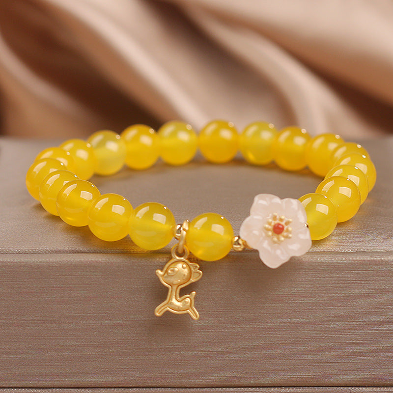 Natural Yellow Agate Crystal Bracelet For Women Special-interest Design