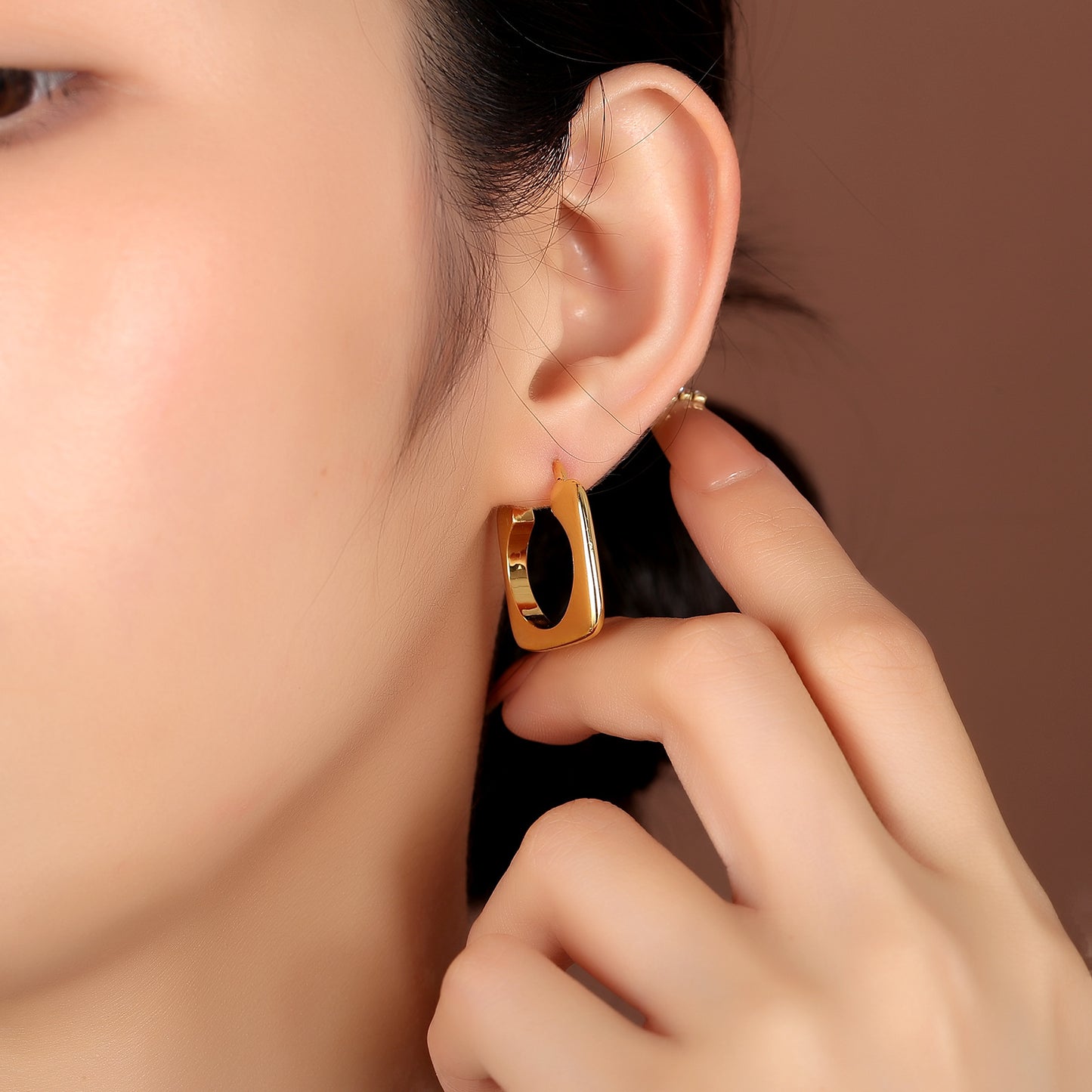 Outer Square And Inner Circle Hollow Out Ear Clip Simple Fashion