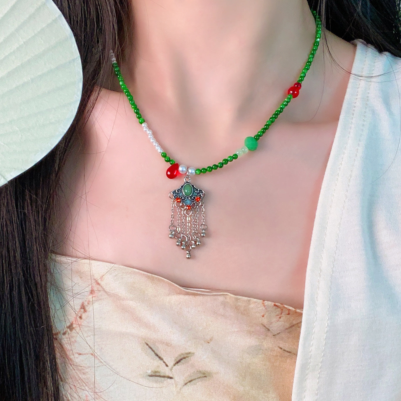 Ethnic Ruyi Safety Lock Necklace Women's Retro