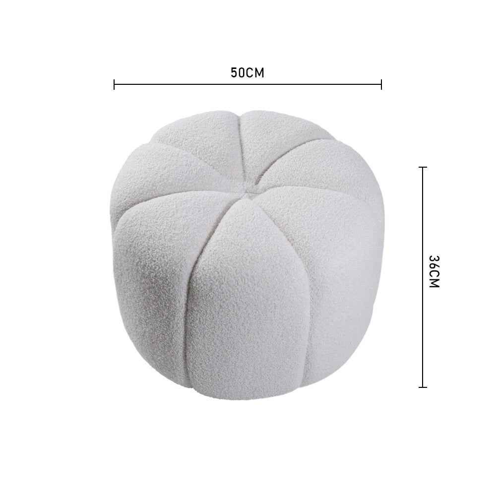 Round Shape Teddy Fabric Multifunctional Household Footstool
