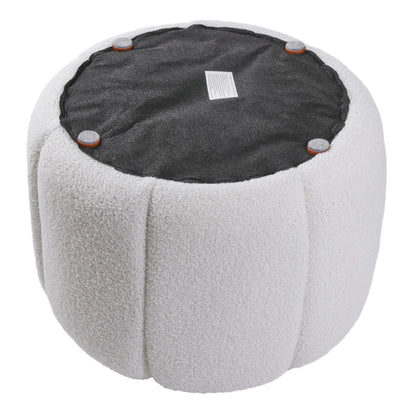 Round Shape Teddy Fabric Multifunctional Household Footstool