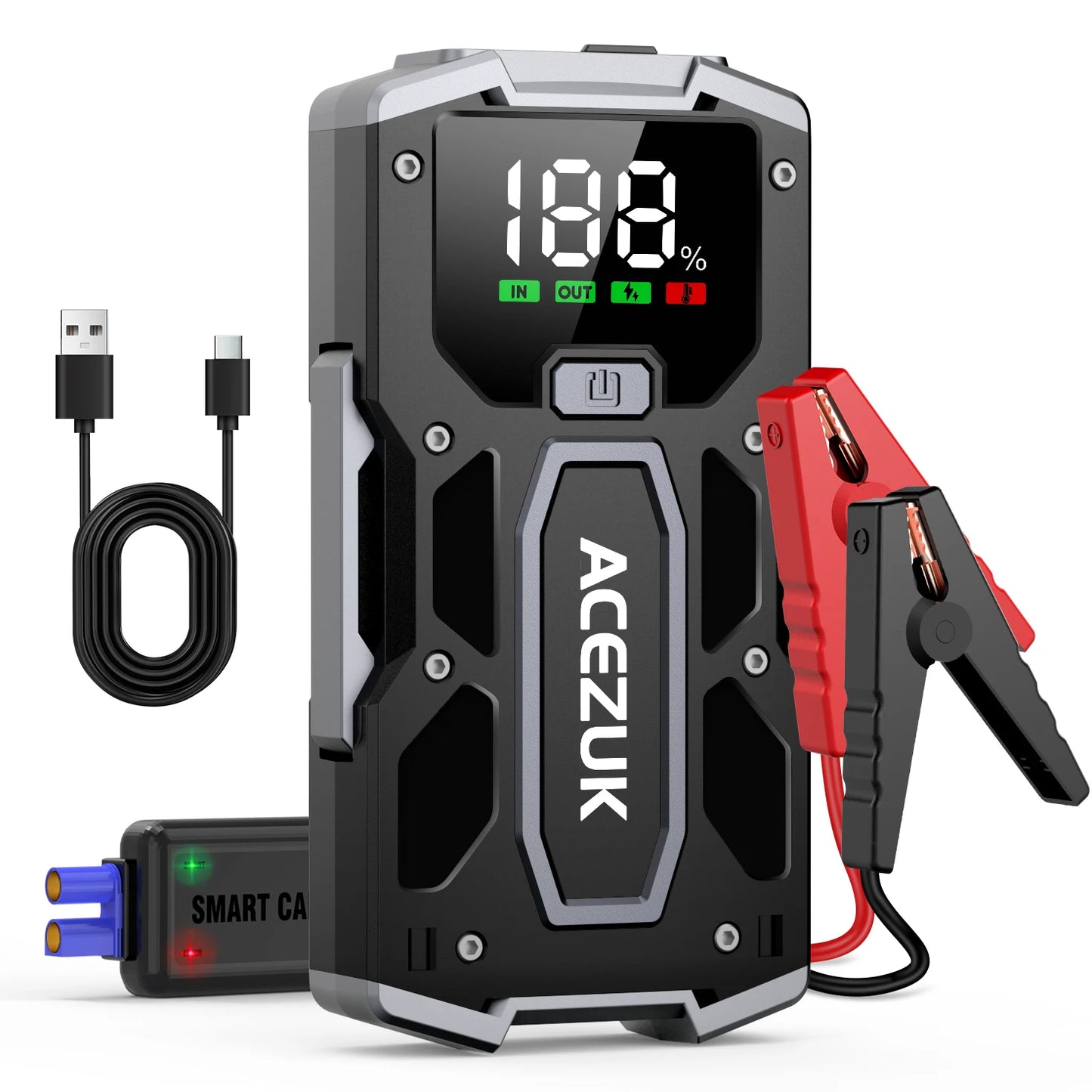 12800mAh Car Jump Starter Portable Power Bank Car Battery Booster 12V Car Starting Device for Petrol 7.0L Diesel 5.5L