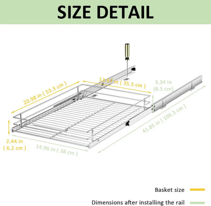 Pull Out Cabinet Organiser, Heavy Duty Slide Out Food Cupboard Shelf for Home, Kitchen, Bathroom, 14 inches W x 21 inches D