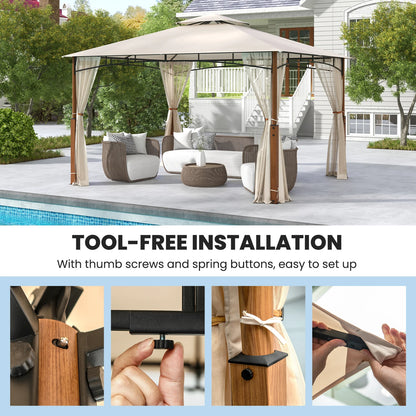 GOFLAME 360 CM x 300 CM Patio Gazebo, Heavy Duty Gazebos Shelter Party Tent w/ Sun &Waterproof Vented Top