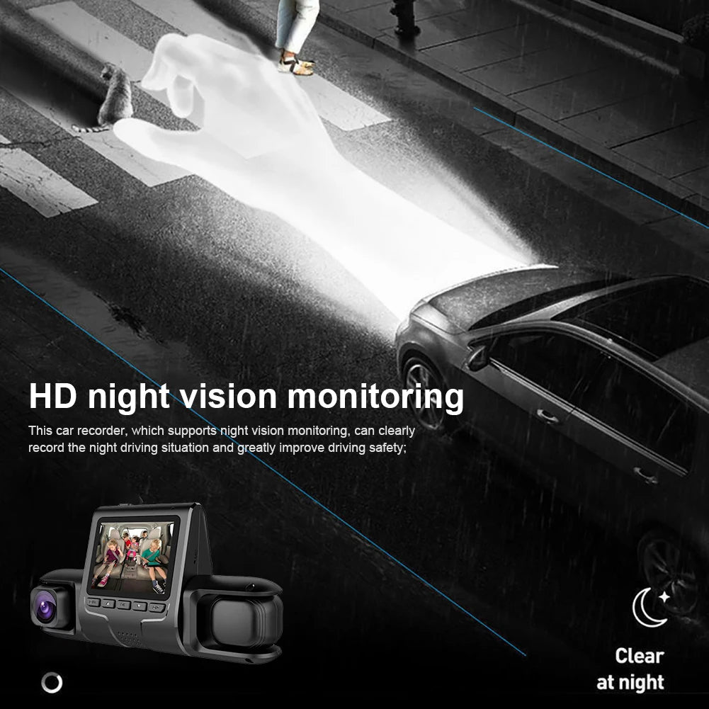 3 Lens Car DVR Dash Cam HD 1080P Dash Camera G-Sensor Auto Video Recorder 24H Parking Monitoring Dashcam Car Front Rear Camera