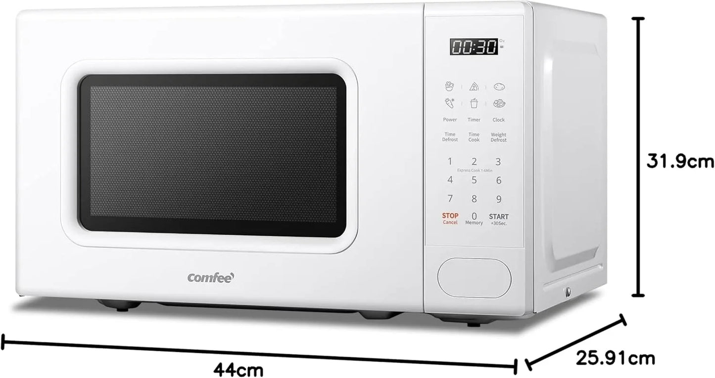 COMFEE 700w 20 Litre Digital Microwave Oven with 6 Cooking Presets, Express Cook, 11 Power Levels, Defrost, and Memory Function