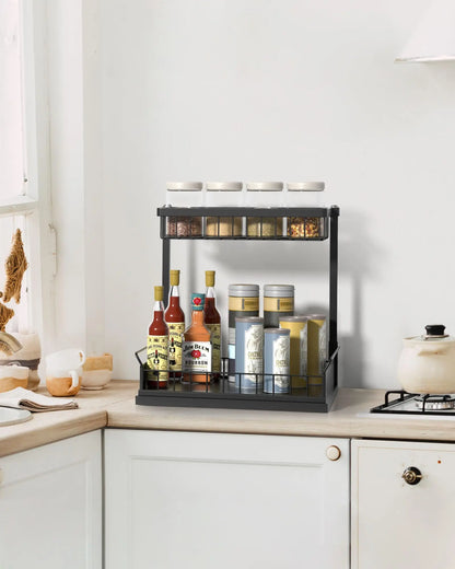 Under Sink Organizer and Storage, Pull Out Cabinet Organizer 2 Tier Slide Out Sink Shelf Cabinet Storage Shelves for Kitchen