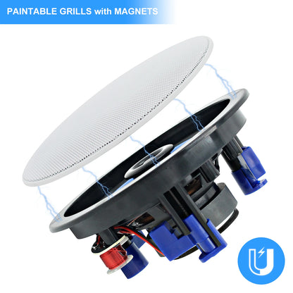 Herdio 4 Inch Flush Mount Two-way Stereo Ceiling Bluetooth Speaker For Indoor And Outdoor Placement In Bathroom Kitchen Bedroom