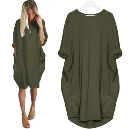 Women's Loose  Long Sleeved Summer Plus Size Dress