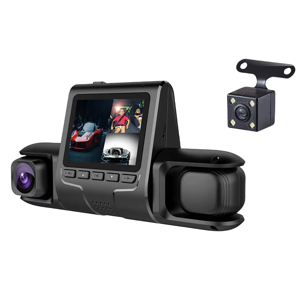 3 Lens Car DVR Dash Cam HD 1080P Dash Camera G-Sensor Auto Video Recorder 24H Parking Monitoring Dashcam Car Front Rear Camera