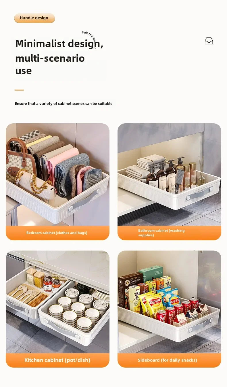 Kitchen Storage Rack with Slide Rails Pull Out Cabinet Organizer Drawer Storage Tray Spice Jars Storage Rack Kitchen