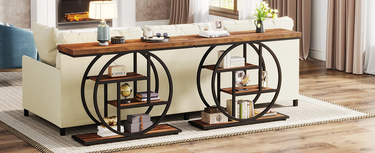 Console Table, 39.4-Inch Entryway Table with Thickened Tabletop, 4- Tier Industrial Narrow Hallway Sofa Table