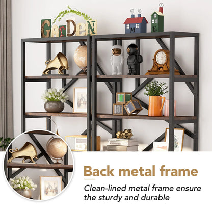 Bookshelf 71" Industrial Etagere Bookcase 5 Shelf Display Rack For Living Room
