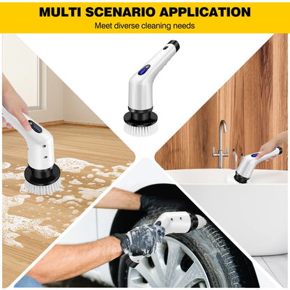 DayPlus Cordless Electric Brush Multi-functional Automatic Hand-held Electric Cleaning Brush Bathroom Toilet Floor Toilet 3 Head