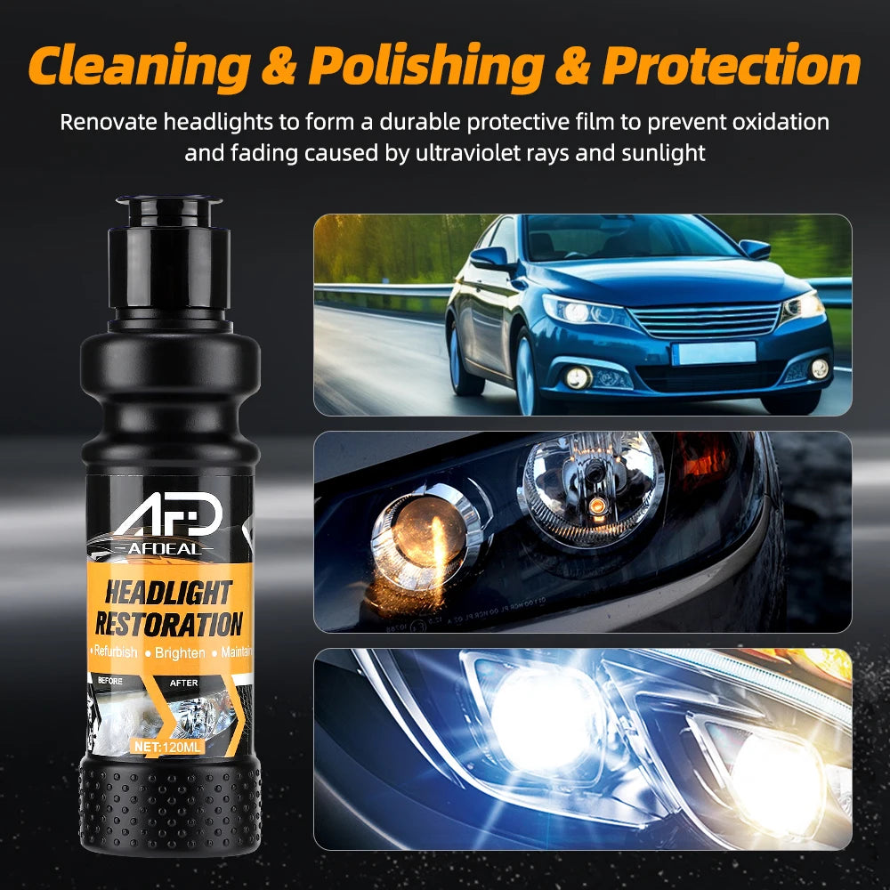 Car Headlight Polishing Agent Scratch Remover Repair Headlight Renewal Polish Liquid Headlight Restoration Kit Auto Accessories