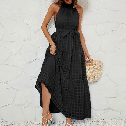 Elegant Sleeveless Halter Neck Maxi Dress