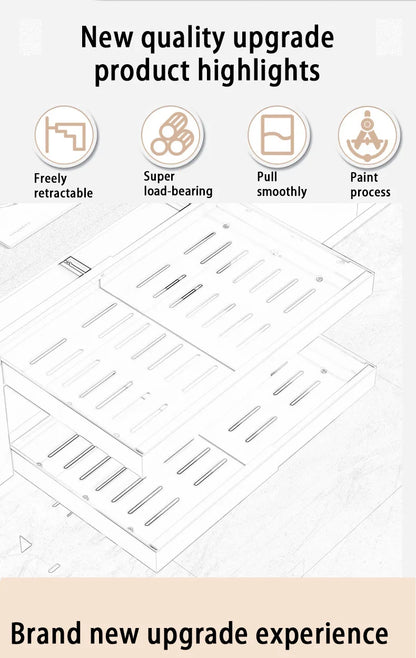 Expandable Pull Out Cabinet Organizer Metal Stick Slide Out  Drawers Storage Kitchen Adjustable Sliding Roll Out Cabinet Shelves