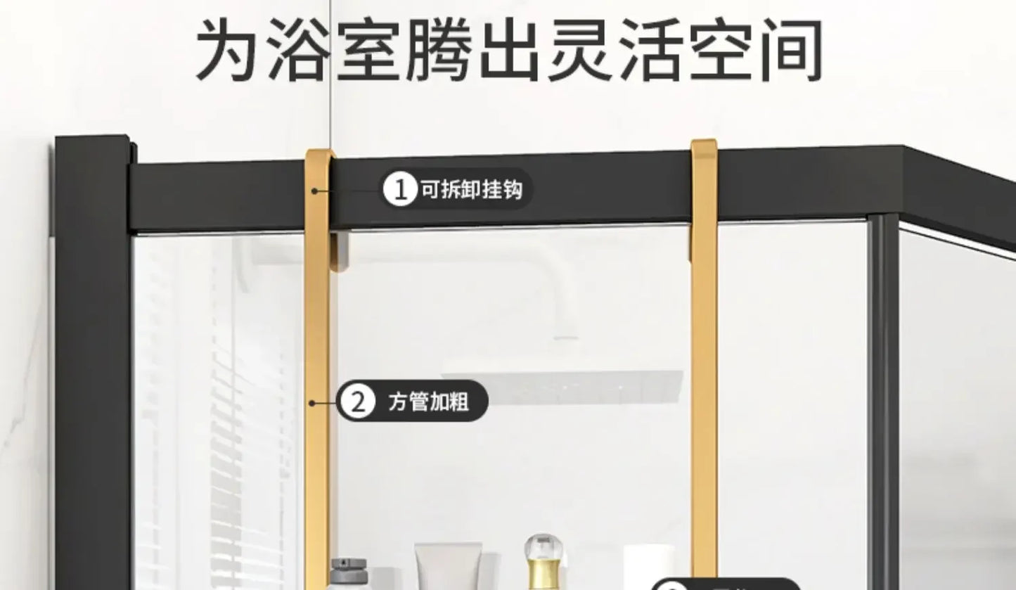 Pull Gold Shower Room Frame Large Capacity Bathroom Double Layer Hanging Basket Without Perforated Wall Hanging Receive Hook