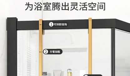 Pull Gold Shower Room Frame Large Capacity Bathroom Double Layer Hanging Basket Without Perforated Wall Hanging Receive Hook