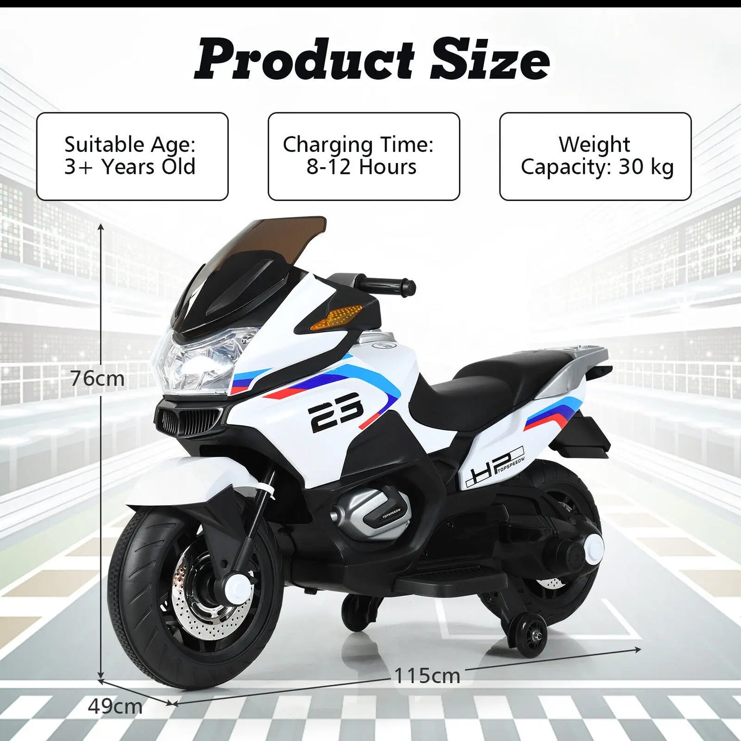 DORTALA Kids Ride On Motorcycle 12V Electric Battery Powered Ride On Bike w/ LED Lights