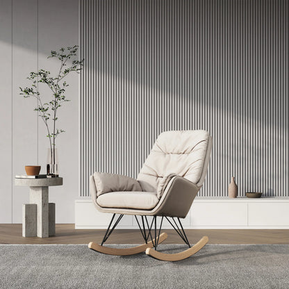 White Luxury Wooden Rocking Chair Leisure Chair