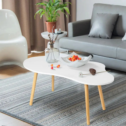 Mid Century Modern Tea Table, Small Coffee Table, Living Room Center Minimalist Display Coffee Table with Cloud Shape