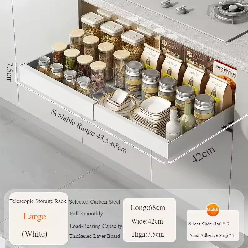 Pull Out Kitchen  Storage Rack Cabinet Organizer Expandable Heavy Duty Slide Out Drawers  for Kitchen,Bathroom,Pantry Organizer