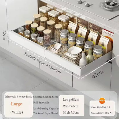 Pull Out Kitchen  Storage Rack Cabinet Organizer Expandable Heavy Duty Slide Out Drawers  for Kitchen,Bathroom,Pantry Organizer