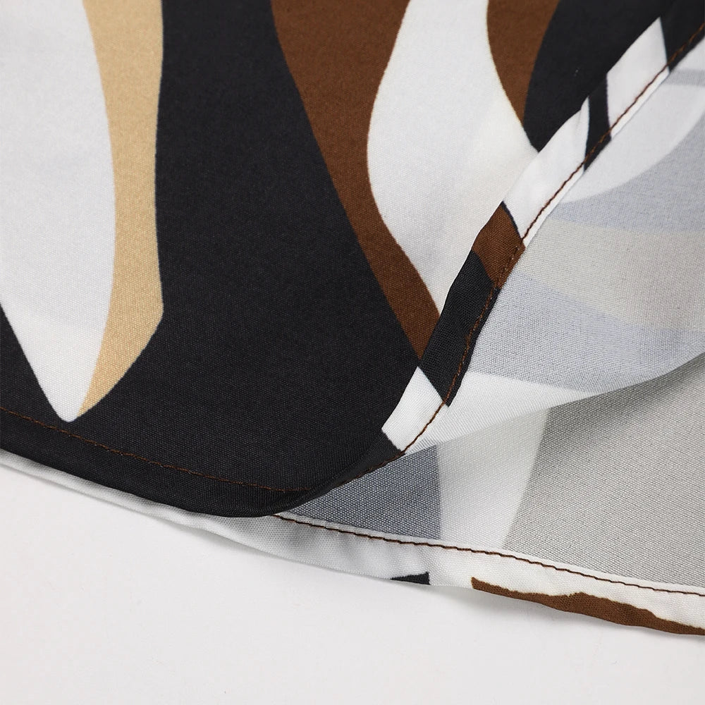 Modern Abstract Print Long-Sleeved Dress