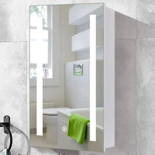 LED Illuminated Anti-fog Wall Mounted Mirror Cabinet Touch Switch with Shaver Socket,500x700MM