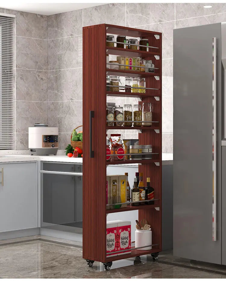 Crack storage rack, kitchen, refrigerator, gap shelf, narrow side cabinet, side pull large capacity and movable