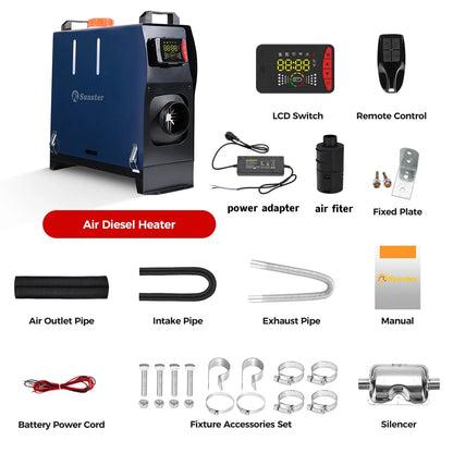 12V 24V 8KW Diesel Air Heater with Bluetooth Control night heater All-in-One with Remote Control &LCD Monitor for Car RV