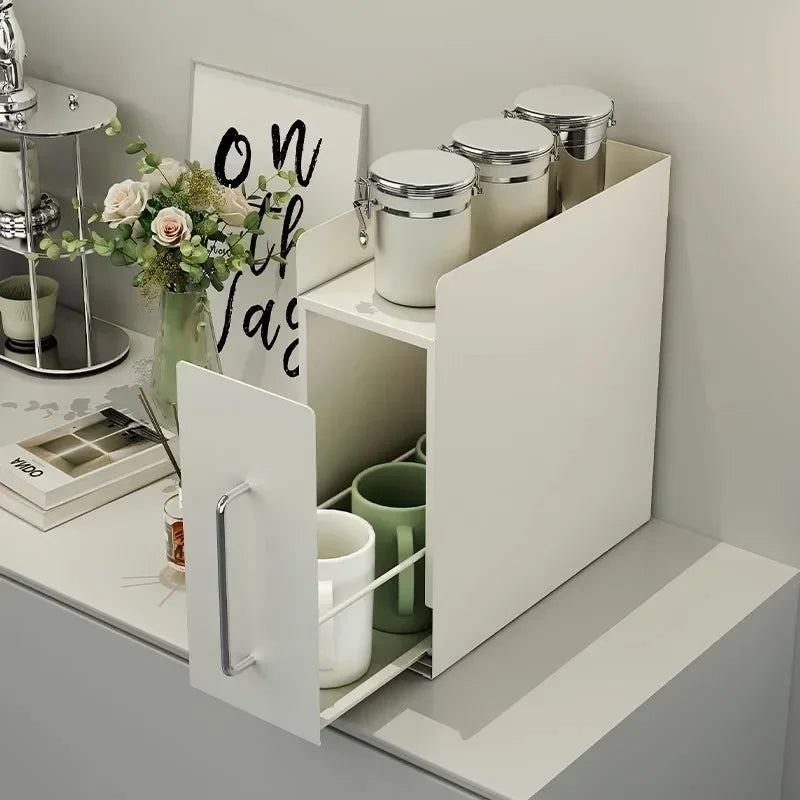 Recommend Cream Wind Dust Mug Storage Shelves Pull Metal Dust Cup Holder Home Kitchen Desktop Coffee Capsule Storage Drawer