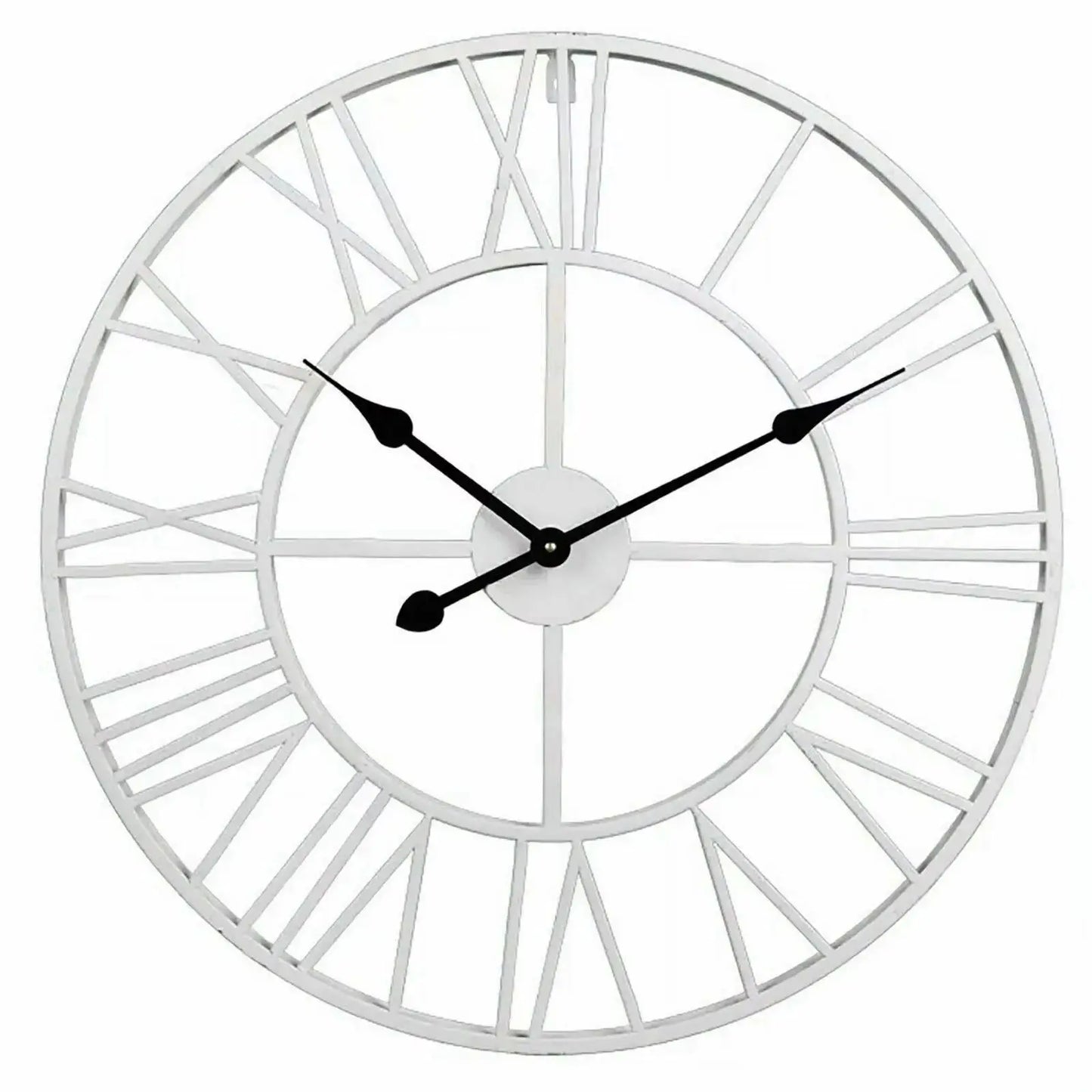 Roman Numerals Metal Skeleton Wall Clock, White