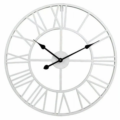 Roman Numerals Metal Skeleton Wall Clock, White