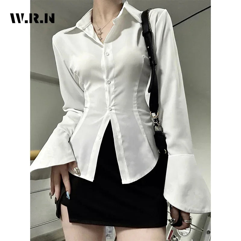 Solid Color Slim Chiffon Shirt