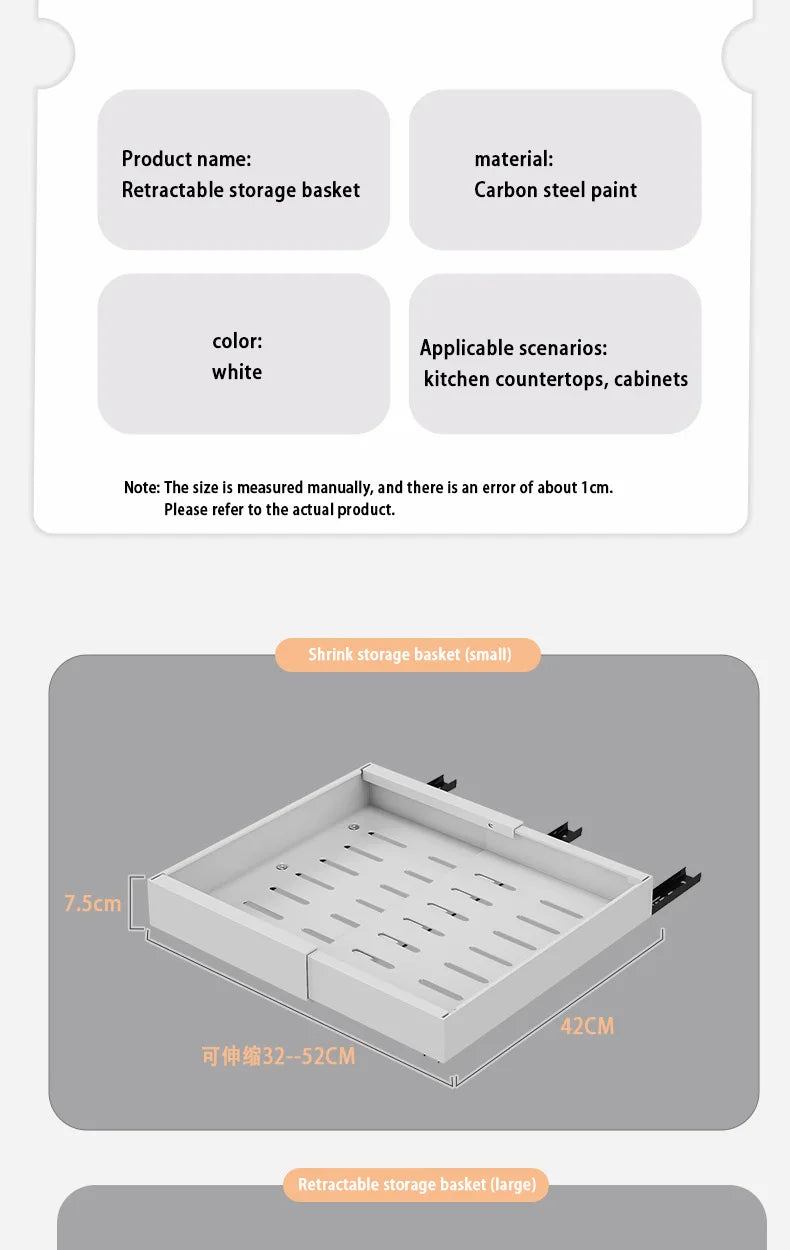 Expandable Pull Out Cabinet Organizer Metal Stick Slide Out  Drawers Storage Kitchen Adjustable Sliding Roll Out Cabinet Shelves
