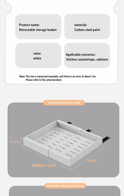 Expandable Pull Out Cabinet Organizer Metal Stick Slide Out  Drawers Storage Kitchen Adjustable Sliding Roll Out Cabinet Shelves