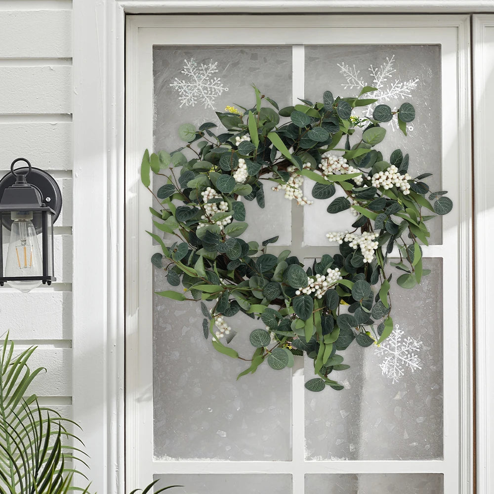 55CM Artificial Topiary Wreath Eucalyptus Leaf Door Decor